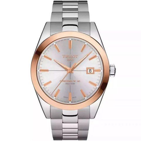 TISSOT Gentleman Powermatic 80 Silicium Solid 18K Gold bezel T927.407.41.031.00 чоловічий годинник T927.407.41.031.00 фото