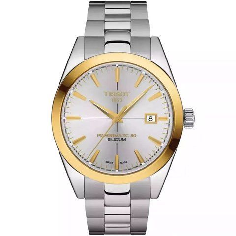 TISSOT Gentleman Powermatic 80 Silicium Solid 18K Gold Bezel T927.407.41.031.01 чоловічий годинник T927.407.41.031.01 фото