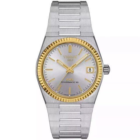 TISSOT PRX Powermatic 80 35mm Steel and 18K Gold Bezel T931.207.41.031.01 жіночий годинник T931.207.41.031.01 фото